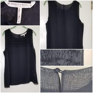 Rebecca Moses Black Rouched Bodice Size XL Tank